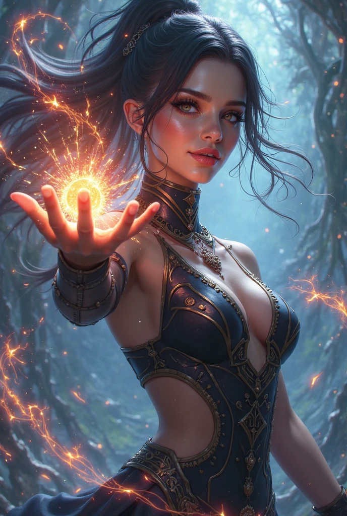 (Best Quality,4k,8K,hight resolution,Masterpiece:1.2), Ultra-detailed, You are in the center between two forested areas and . The surroundings are breathtaking with their beauty: Bright red trees with flames, that echo the ice pines, decorated with student patterns. The air is filled with the smells of hot fire and freshness. , and you feel, How Powerful Energies Permeate Your Body. You feel the pliable ground beneath your feet, that seems to be alive and breathing. You are a fearless warrior and princess with magical powers. Your (The skin is deathly pale,), Your eyes are red and blue, Like the sunset sky. You look very powerful and confident, And your black lace armor accentuates your independence and strength. As opposed to a regular booking, It's a quirk of deep magic. substance, consisting of translucent fabrics, Fits Your Body, leaving all important places open, So long, As if through the magic of executions, Your breasts are in perfect condition, Do not hang or stretch. Reflect the sophistication of your character's outfits, You're not afraid to show off your gifts, 'Cause you have great magic in trust, Giving you invulnerability and victory over enemies. ((Best Quality,4k,8K,hight resolution,Masterpiece:1.2),Ultra-detailed, madness, Magic, Beautiful Magic, 1girl, Flame Mage, ( and flames), (very beautiful fantasy background), (Crazy Sexy Fantasy Sheer Flame Dress), portrai, Vivid colors, intense lighting, brush strokes, ethereal ambiance, Spellbinding, Enchanting landscapes, Mesmerizing expressions, whimsical, Mystical, intricate details, Dynamic poses, Exciting moments, Enchanting eyes, Flowing clothes, crystalline , Mythical creatures, Surreal landscapes, otherworldly, magical elements, ( Looking Through Panties), (Witchcraft beauty in a vertical position through clothes, ethereal glow, superior, Harmonious color palette. (Obscene strings), ((Glowing