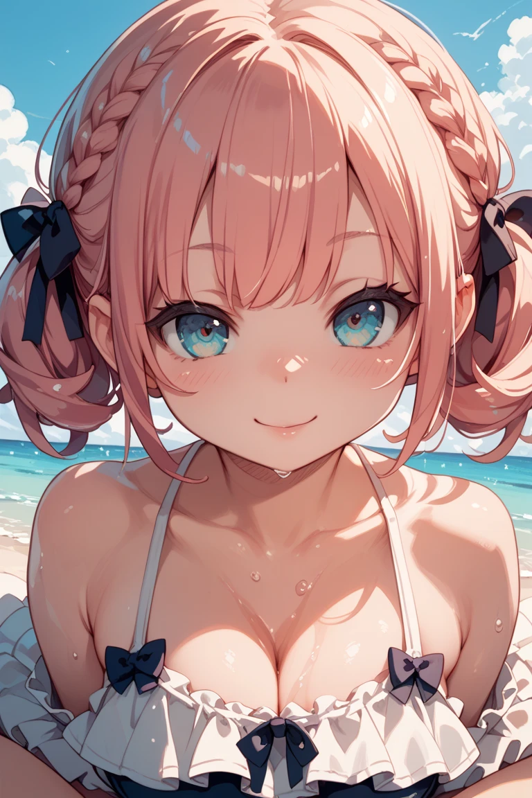 anime girl laying on surfboard in the water with other people in the background, beautiful anime girl, clean detailed anime art, beautiful anime portrait, anime visual of a cute girl, pretty anime girl, beautiful anime, seductive anime girl, beautiful anime woman, beautiful anime artwork, detailed digital anime art, guweiz, cute anime girl, beautiful anime art, attractive anime girl