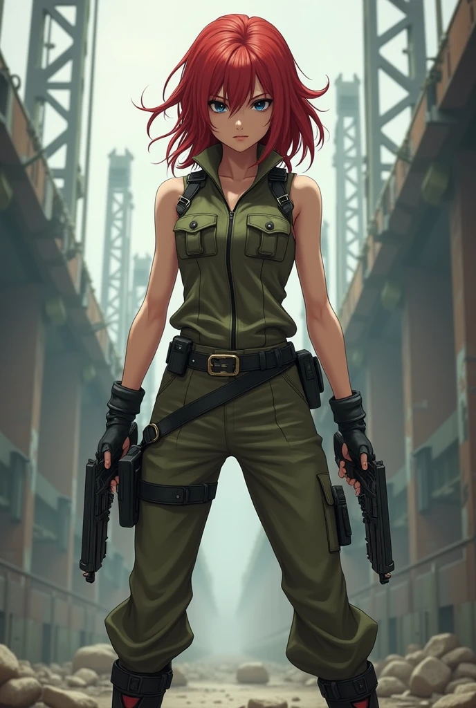 DreamArtistBADHAND, (wide-shot:1) photo of (jungle-punk:1.1) intimidating beautiful female warrior, in the jungle