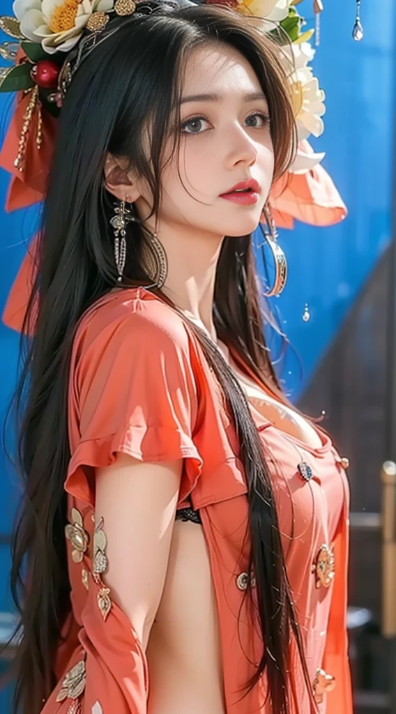 (1girll:1.3)、独奏、offcial art、统一 8k 壁纸、ultra - detailed、Beauty and aesthetics、big breasts beautiful、tmasterpiece、best qualtiy、Fantastic atmosphere、Calm color palette、tranquil mood、Soft shade、Witch priestess、Charisma spell、vignettes、Witch duty、Only the head is exposed,Half chest,ellegance,