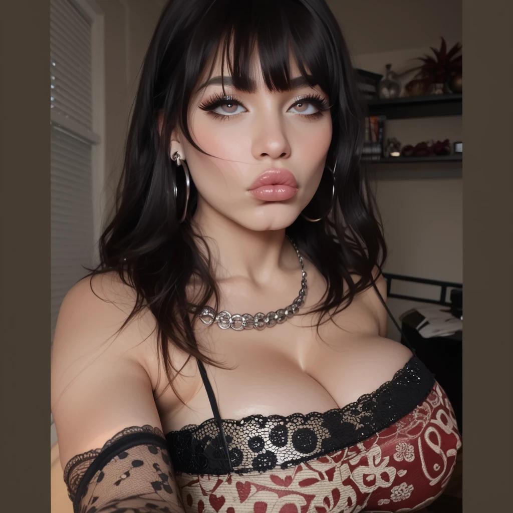 chica puta sexy, enormes labios carnosos, enormes pechos brillantes, hermosa cara latina, 1girl, extremely detailed face, beautiful detailed eyes, beautiful detailed lips, detailed skin, intricate details, high quality, 4k, photorealistic, hyperrealistic, masterpiece, studio lighting, sharp focus, vibrant colors, dramatic lighting, sensual, erotic