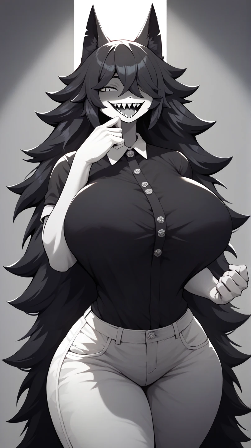 monochrome, watercolor, highres, top quality, best quality, paid reward available, High-quality illustrations, unparalleled masterpiece, perfect artwork, absurdres, 1girl, kemono, furry, detailed body fur, animal face, animal hand, Archaic Smile, holding a cluster of black Dahlia in both hands, which are positioned at chest level, She is wearing a simple ring on the ring finger of her left hand, unfocused spread of black Dahlia, fan-created work shared on platforms Pixiv or Twitter,