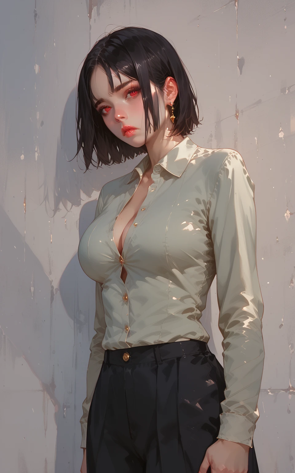 (best quality), 1boy, pale skin, black hair, medium hair, curtain hair, tousled hair, green eyes, perfect eyes, dark circles under eyes, tall, slender, handsome, strong jawline, lazy, light smile, attractive, turtleneck sweater, masterpiece, anatomically correct, highres