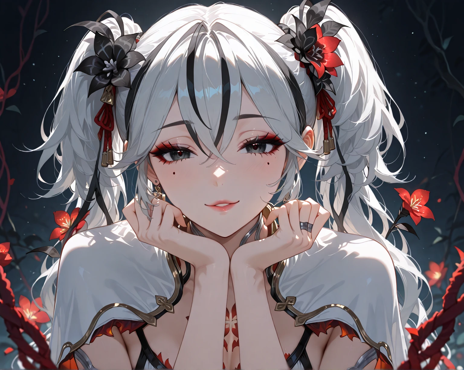 (masterpiece,Highest Resolution,4K High Resolution,Crisp image quality)Man Ju Dobadoba,,(Ultra HD,Detailed Hair,(Inserting a thick penis into a beautiful pussy and having sex with a man)Cute Smile,((Massive sperm bukkake on face:1.2))Silver Hair,kimono,(Pushed down)Shooting up close,Fanning from below,(realistic intense piston:1.5)(cute:1.5)