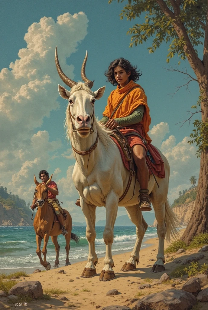 There are two gay male centaurs standing next to a horse in a forest, , inspired by Tim and Greg Hildebrandt, inspired by the Hildebrandt brothers, greg hildebrandt y mark brooks, inspired by the Hildebrandt brothers, Faunos, Greek myth, boris vallejo y tom bagshaw, Greek mythology centaur. I need them to be having explicit sex with a visible penis.