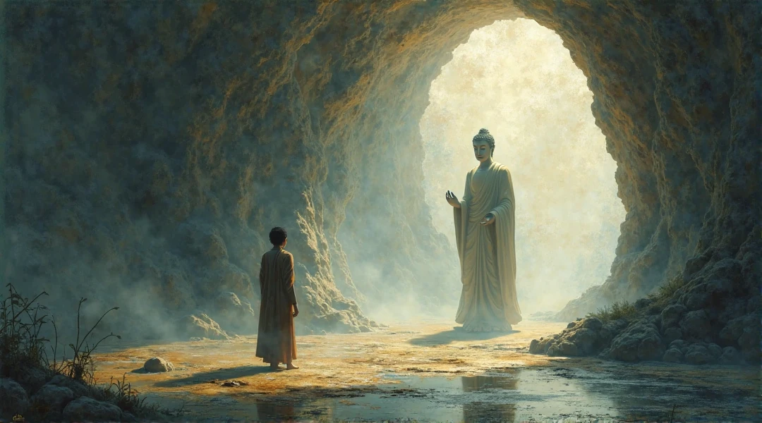 (Photorealism:1.2), "Try to visualize the atmosphere and feelings of visitors to the places where the Buddha was born, attained enlightenment, and passed away, emphasizing the serenity, sacredness, and inspiration that people receive from visiting these places."