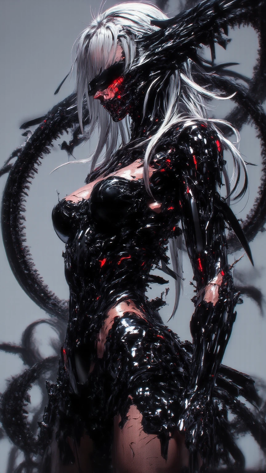 ((Grotesque expression, Best masterpiece, Perfect quality, Ultra detailed)), A skinny nude girl with flat-bust is parasitic. Parasites are parasitic her. Chrysalises are writhing inside her body, Scratched body, Teared skin, Bloody wounds, Decayed limbs, Parasites, Parasitic, Infection, Infest, Surrender, Larva, Maggot, Fleshy, Grotesque