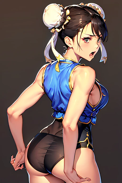 (masterpiece, high quality: 1.1) 1girl whole body ,Soaked,Legs apart, Face, , hairstyle: Weaving, coloured hair: Black long hair, Ball head,Chunli,Blindfold: No eyes, skin: White (Porcelain skin, Glows skin), Mature woman, , Look at the audience with a smile, Huge breasts, Pregnant women, Cover your breasts with clothes )Liquid is coming out,In prison,Tight transparent underwear,Camel toe,High heel,In prison,Well-proportioned body,Thin legs,Kneel down,open mouth