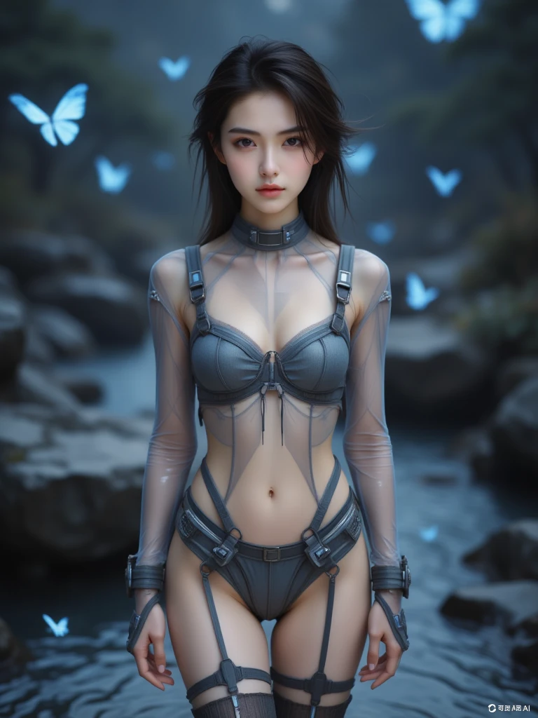 a sexy Thai model with colorful short hair, shiny sparkling dark magic forest background, sparkling poisoned enchanted flower costume, fishnet tights, skull hair accessories, controls poison, secret poison, (best quality,4k,8k,highres,masterpiece:1.2),ultra-detailed,(realistic,photorealistic,photo-realistic:1.37),vibrant colors,dramatic lighting,cinematic,hyper detailed,intricate details,fantasy art,digital painting