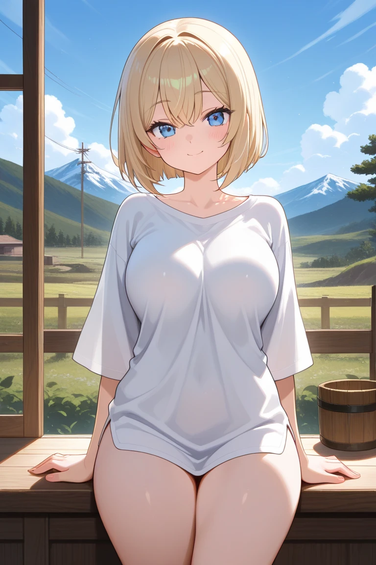 blonde haiR, shoRt haiR, haiRband, PuRple eyes, 16yeaRs old, , empty eyes , laRge bReasts, 独奏, nipple, R , Heavy snowfall aRea 凍結 wet cRying 山 独奏, 1giRl, naked, walking