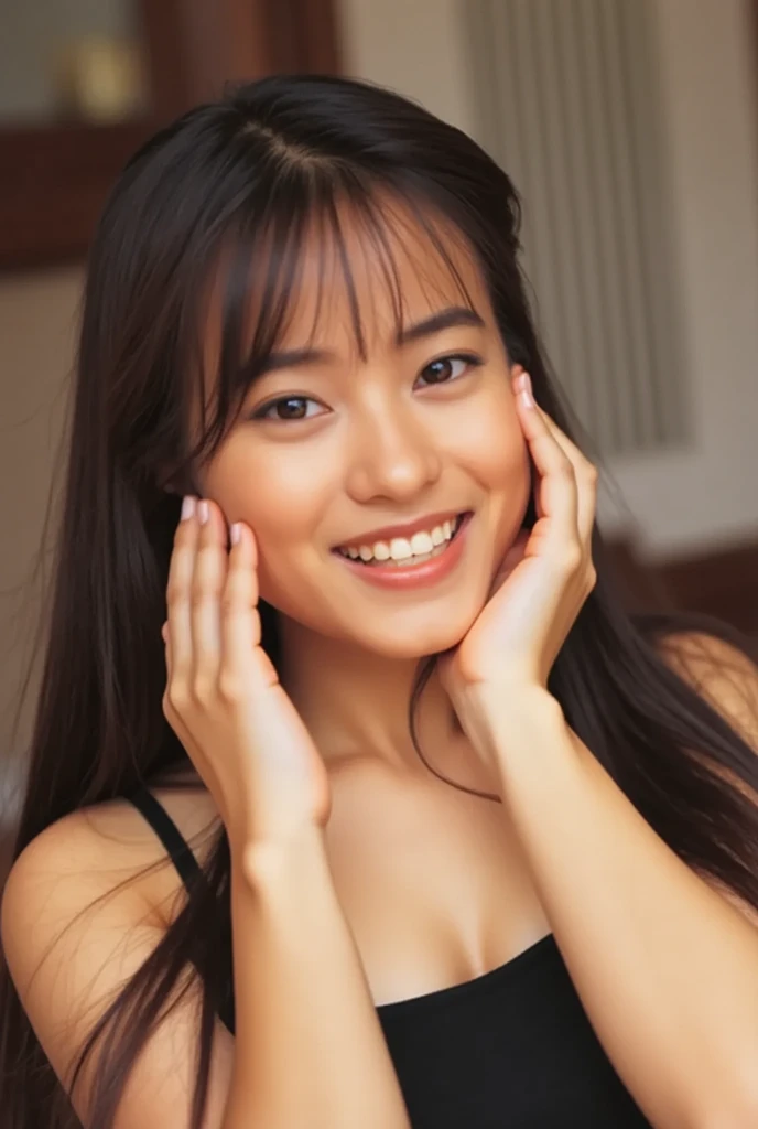 (NSFW:1.5), ((Long))), top-quality, 8K, hdr, A high resolution, absurderes:1.2, Hard naked、No clothes、nakeness、blurred back, bokeh dof:1.2, A picture, (RAW photography:1.2), (Photorealsitic:1.4), (tmasterpiece:1.3), (intricately details:1.2), 1girl in, 独奏, A Japanese girl, Delicate and beautiful details, (A detailed eye), (Detailed facial features), Curta, (((smallunderboob))), Toner, (Looking_at_peeping at the viewer), From_Front, (skiny), (top-quality:1.4), (超A high resolution:1.2), cinematric light, (Extreme detailed illustration), (Gloss on lips、Top image quality、超A high resolution、depth of fields、Caustics、Broadlighting、naturalshadow、85mm、f/1.4、iso 200、1/160 sec:0.75)、1girll、独奏、((A smile))、