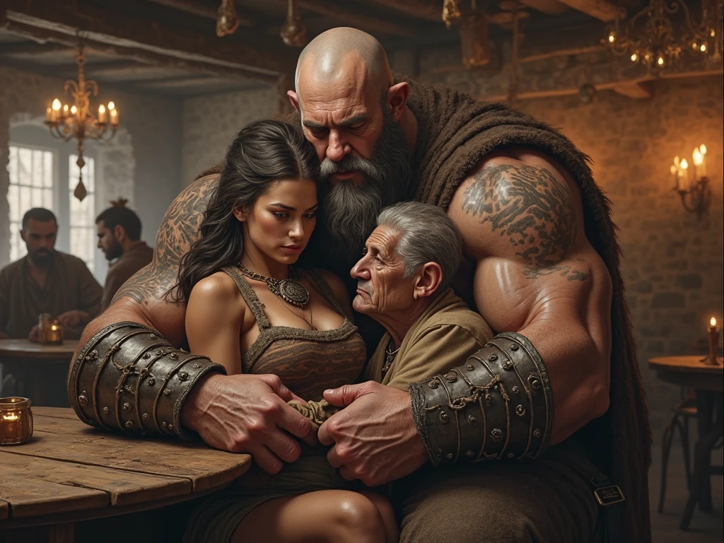 Dwarf with a big penis shitting himself with a naked woman 