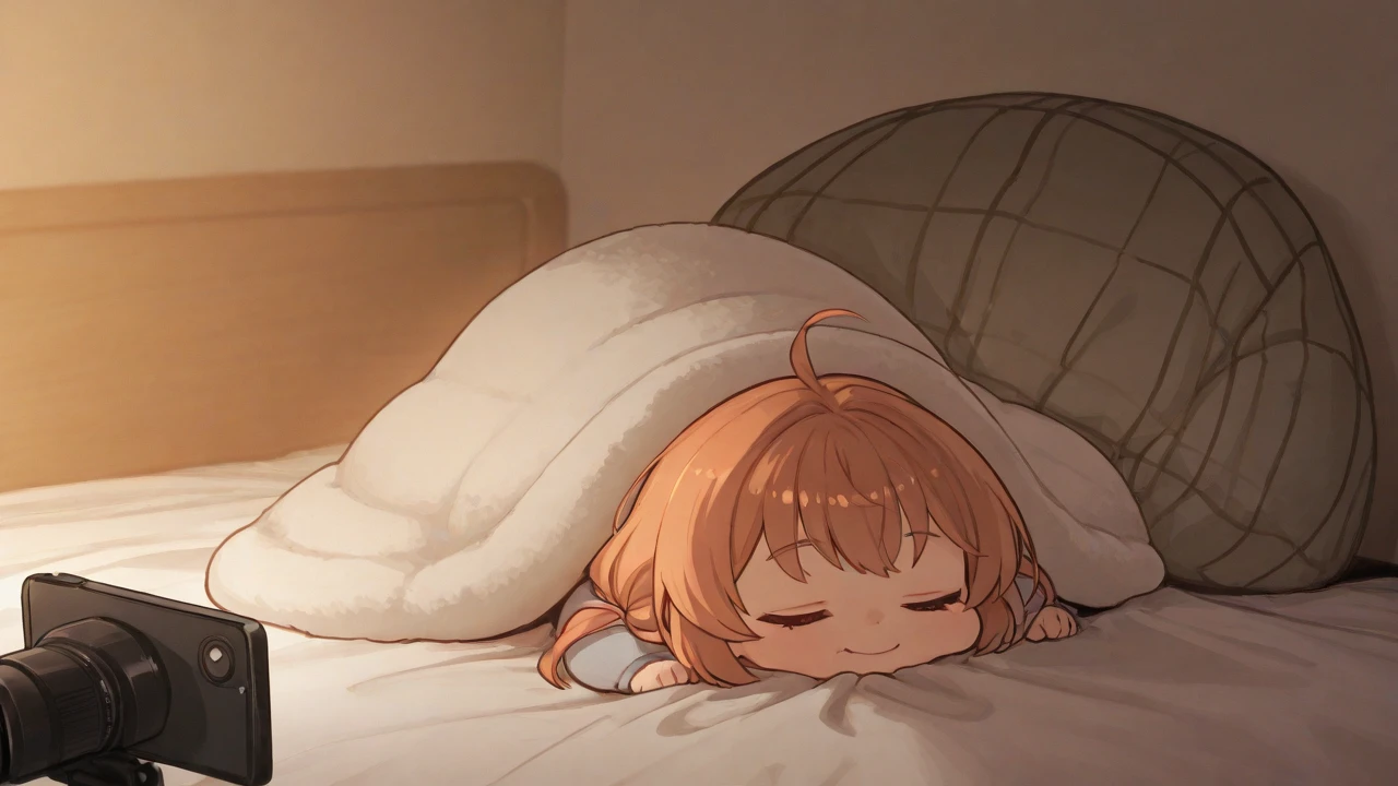 Menina nua transando em cima da cama
