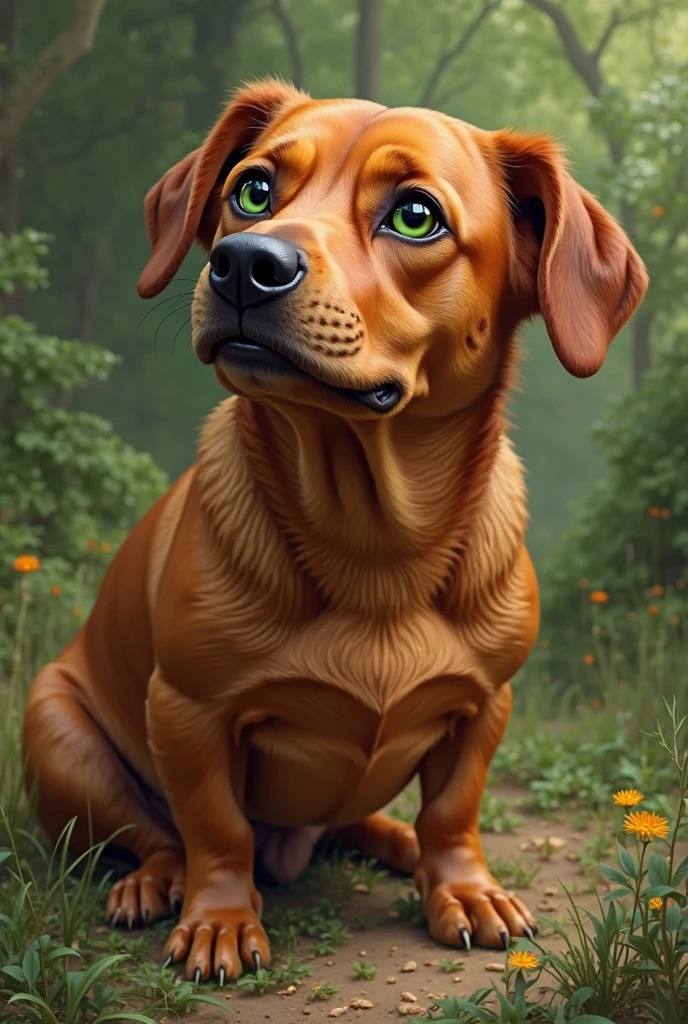 Realistic colorful watercolor dachshund painting