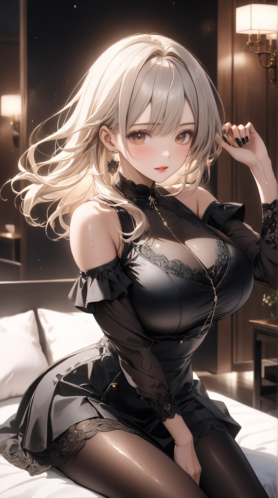 (masterpiece, realistic:1.3), (extremely intricate:1.2), (photorealistic:1.4), (extremely delicate), (ultra realistic:1.3), (hyperrealistic 3d render), hyperrealistic photography, extremely detailed CG unity 8k wallpaper, HDR, RAW photo, dslr, (instagram most viewed:1.3), trending on CGSociety, (looking at viewer, realistic LUT, cinematic LUT, anthro creature, realistic, photorealistic, ultra high res:1.2, delicate, colorful, vibrant colors, amazing scene lighting, light on front face:1.3, bokeh), (medium shot:1.2), front lighting, fantasy, intricate, elegant, highly detailed, lifelike, photorealistic, digital painting, artstation, illustration, concept art, smooth, sharp focus, extremely detailed magazine cover-style digital paintinagazine cover-style:1.3), adding a touch of fantasy to the scene, the text on the cover should be bold and attention-grabbing, with the title of the magazine and a catchy headline, the overall style should be modern and trendy, with a focus on fashion and fantasy, helvetica-bold, a realistic portrait photo of a real life version of keword, (korean beauty, korean mixed:1.2), (ulzzang-6500-v1.1:0.4), (pureerosface_v1:1.1), (detailed face:1.3, big eyes, eyeshadow, long eyelashes, red lips, eyes_smile, blush, evil smiling, dynamic pose), (detailed skin:1.3, Glossy skin + Shiny skin:1.4), (long hair, straight hair:1.3), (stud earrings, lace choker, skinny:1.3, hourglass body, gigantic breasts:1.2, cleavage, narrow waist:1.1, abs, thick thighs:1.3, long legs, slim legs, high heels), (vibrant, Elegant pallium with delicate draping and richly decorated edges, Diva, Short, Athletic, Round Face, Tan Skin, Gray Hair, silver Eyes, Wide Nose, Pouty Lips, Prominent Chin, Shoulder-Length Hair, Curly Hair, High Ponytail, firm breasts, Huggie earrings, gloss metallic lipstick, Imposing structure with towering columns and grand archways),