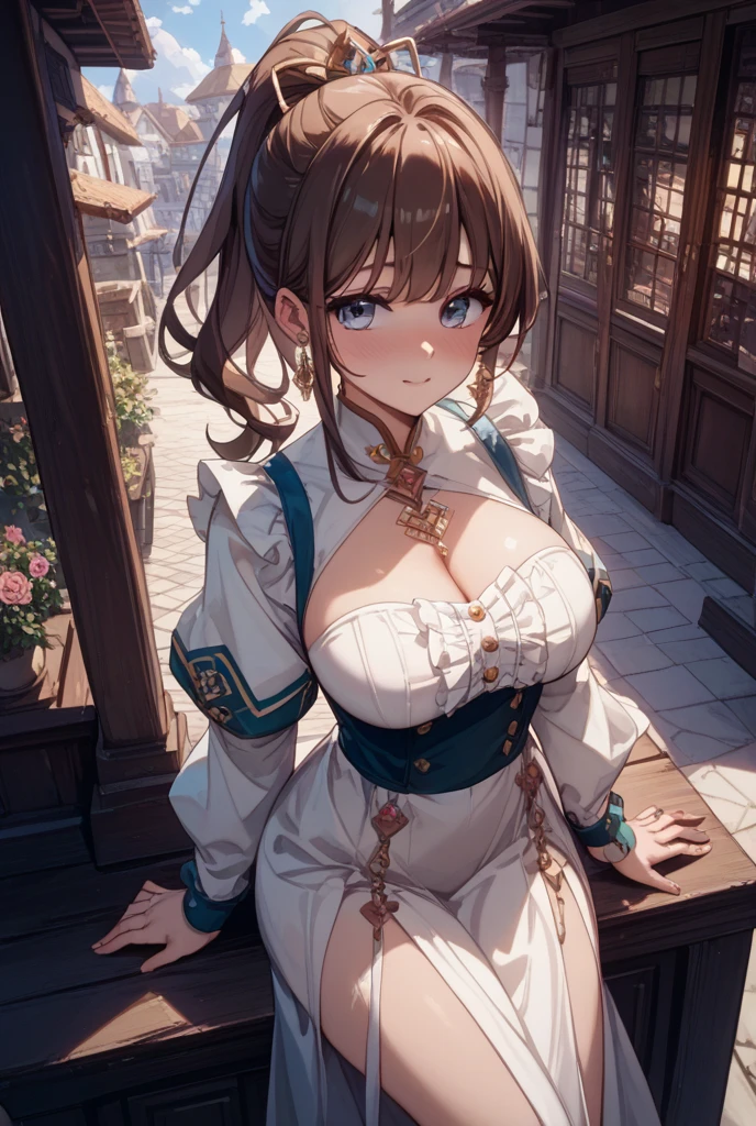 (fantasy:1.5),(anime,8k,masterpiece, top quality, best quality,beautiful and aesthetic:1.2,professional illustrasion:1.1,ultra detail:1.3,perfect lighting),extremely detailed,highest detailed,incredibly absurdres , highres, ultra detailed,intricate:1.6,(Alchemy Workshop:1.4),A girl mixing,Medicine in many small bottles,holding small potion,colorful:1.4,zentangle,(1girl),(girl),(Three kingdoms female warload),(highly detailed beautiful face and eyes,firm breasts),oily skin,((black,hair,short bob with short pony tail hair)),thin pubic hair,cute,lovely,34 years old,alchemist costume,Merchant's Clothing,smile,in the kitchen,smile,seductive weak smiling,(with sparkling eyes and a contagious smile),open mouth, Looking at Viewer,
