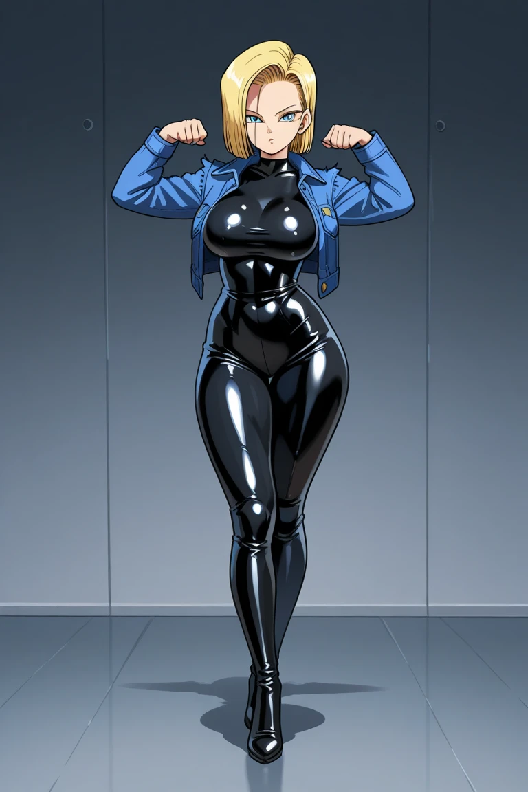 (masterpiece, best quality:1.2), solo, 1girl, utsushimi camie, smile, looking at viewer, peaked cap, black bodysuit, unzipped, cleavage, voluptuous, full body shot, in bedroom