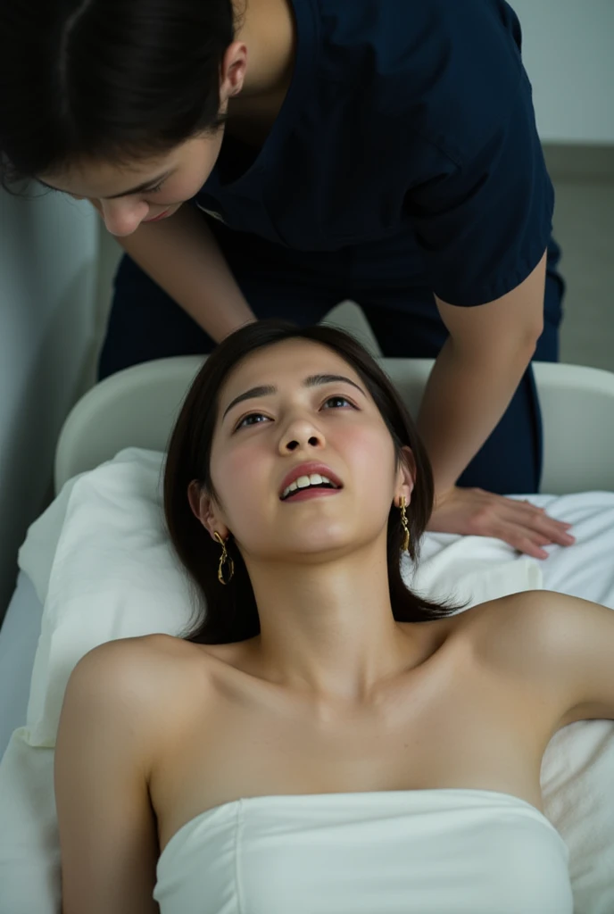 Japanese woman being vivisected, 20-year-old, operating table, laparotomy, During surgery, The most beautiful woman, The horrific treatment room, Evisceration, Highest quality, masterpiece, Ultra-high resolution, (Realistic:1.4), RAW Photos, (Real skin texture:1.3), (Film Grain:1.3),