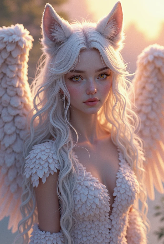 A young female vampire, beautiful, in a silver gown, cerberus in angel outfit, silver, realistic style - Variations (Strong) --auto --s2