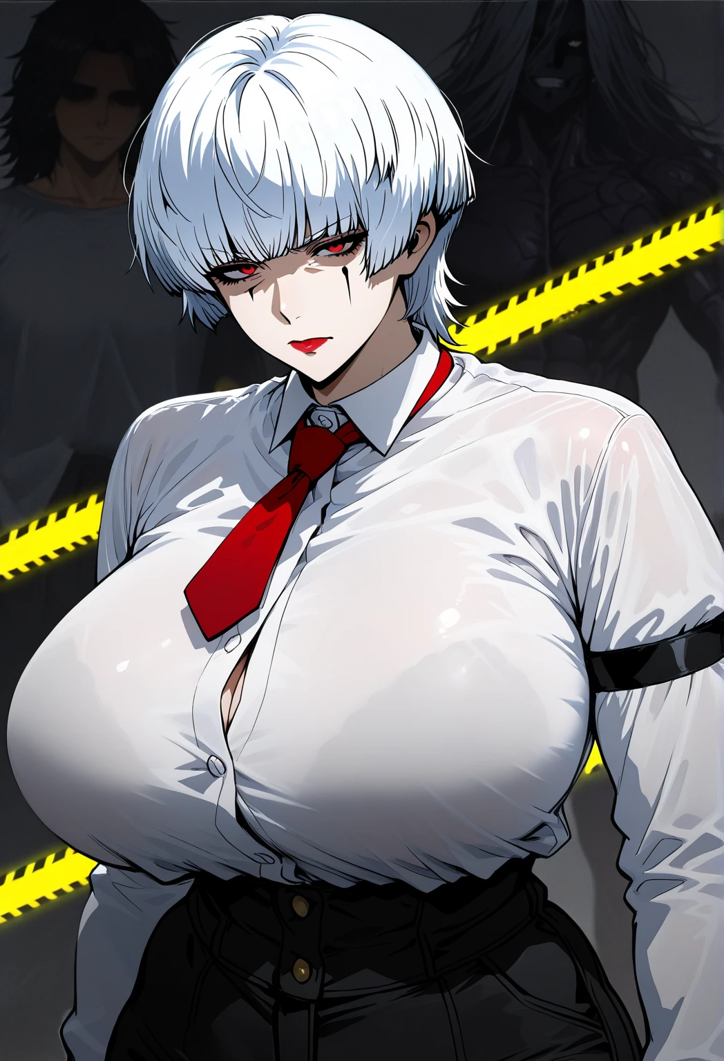 Chainsaw Man、Makima、Big Breasts、outside、Sex、rape、Suddenly、Creampie、Laughing and surprised、Embarrassed、penis、Pussy、Insert deep、Having my breasts massaged、Covered in semen、Black Coat、Steamy