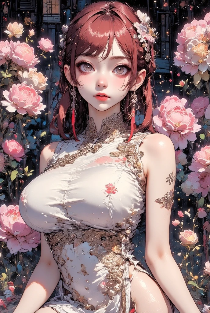 (((masterpiece))),(((High resolution)))、(((8K quality)))、(((Perfect Face)))、((Top quality eyes)), One Girl、24-years-old、Best Bust、Medium Chest、Beautiful Eyes、hot pink hair, Very short hair、blue eyes, ((China dress,erotic)), cowboy shot, Sensual, Mature Body, Very detailed, Beautiful face details, Beautiful Eyesの詳細, Beautiful mouth in every detail, Sexy Body, Perfect breasts, Perfect Thighs, forest, Are standing, upright posture, Centralized, Looking at the audience, Front view.