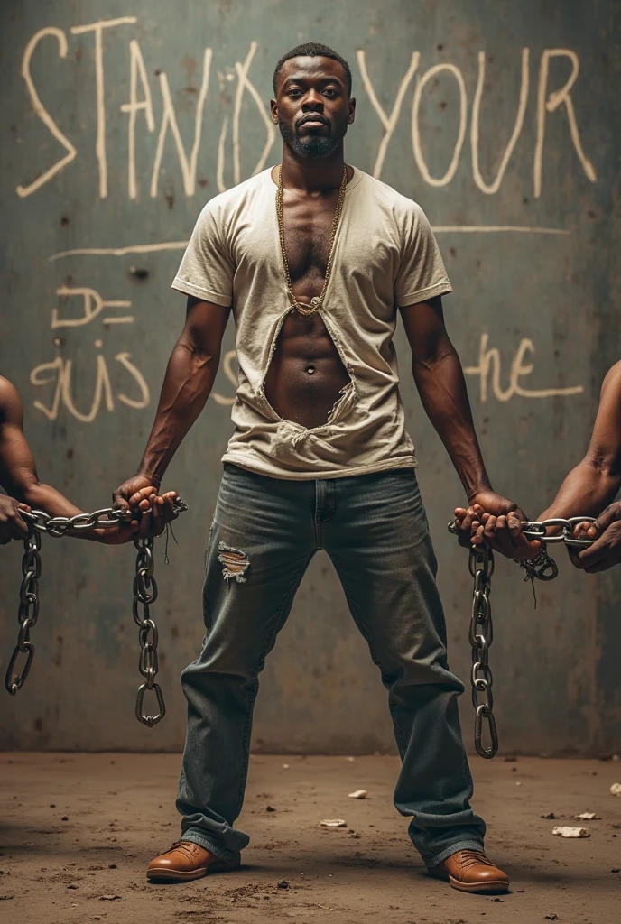 A person with chains that have depression written on them