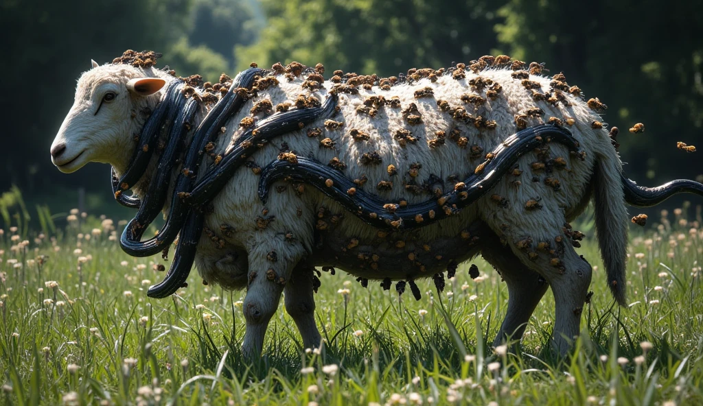 (duo:1.2), ((((husky dog, orange cat, feral)))), standing on all fours, public park, masterpiece, high quality, realistic, detailed background, ((((butt shot, anal)))), ((((inflation, excessive feces, hyper penis, doggystyle))))