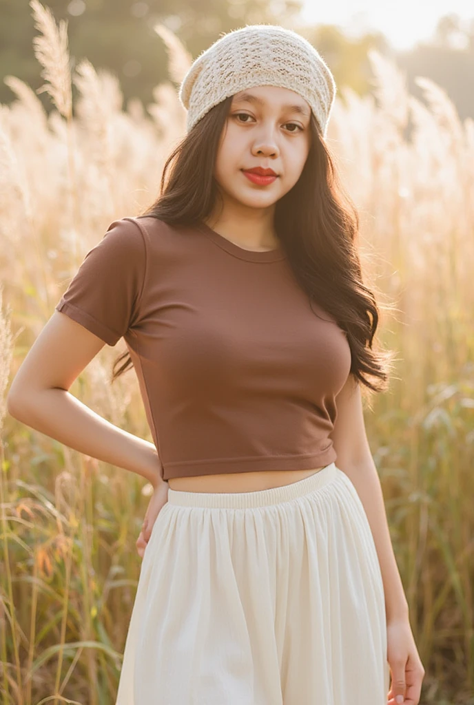 beautiful woman, 23 years old, long, black hair, on mountain, , with sun coming, , professional photo shoot, fashion session, magazine cover,best quality)), ((masterpiece)), (detailed), perfect face, looking hot, gorgeous female jade tailor, sexy look, curvy model, brown hair and a perfect body, portrait sophie mudd, lacey, elegant posed, sexy girl, sultry, wearing skirt and tshirt