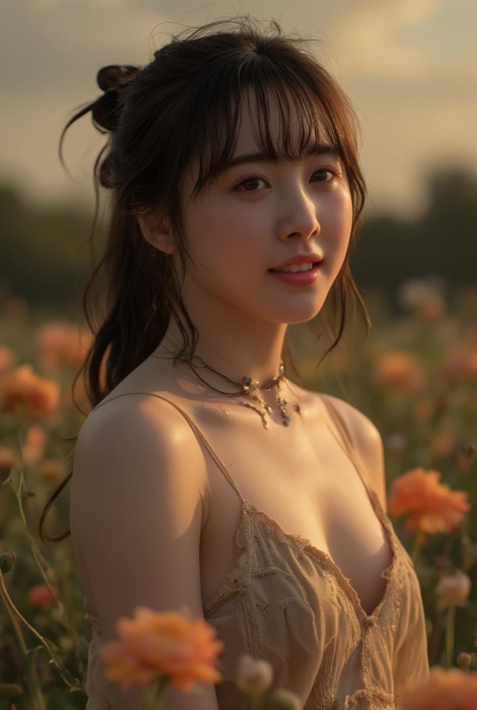 ((Exposing breasts 1.6))),(((Exposing breasts 1.6))),(((Exposing breasts 1.6))),masterpiece, Highest quality, 8k, Absurd, Beautiful medium long bob hair,Woman in her late 20s, That shy expression is cute, （Sensual Style）,(（Seven episodes were filmed................1.4）), (Nude 1.5), No makeup, The near road and the far road, Written boundary depth, Surreal, High resolution, photograph, Sharp focus, Face lamp, Dynamic Lighting, highest detailed, ,Extreme detaileds、Super detaileded、detailed、Real Skin、elegant features、Positive and optimistic、（The background is a colorful flower field)
