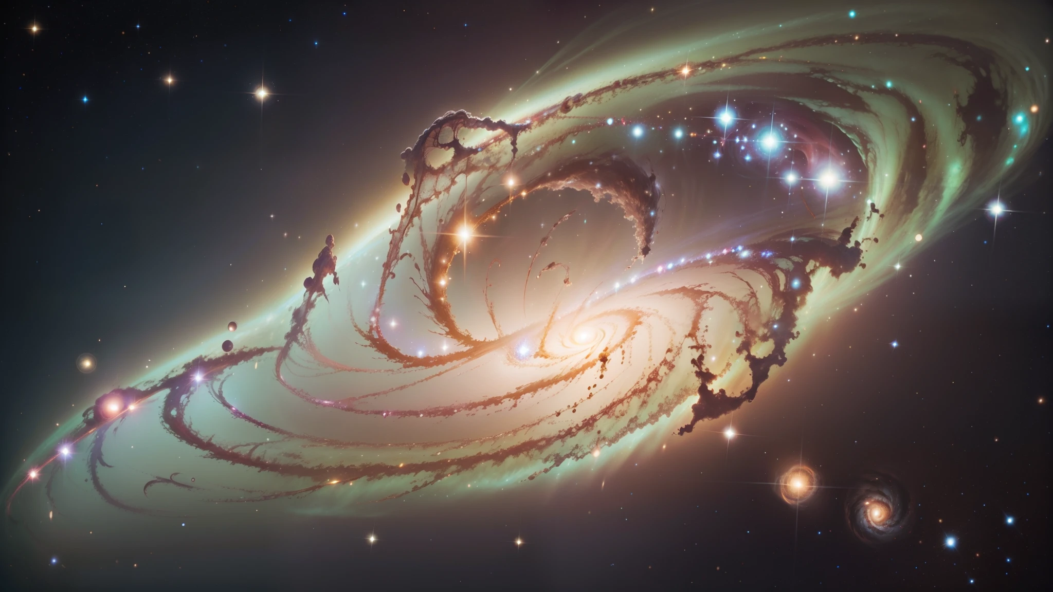 star々が渦巻くMilky Way, plants and bright spirals, Space and, Milky Wayの光のカラー, Milky Way色, splashes of neon Milky Way, swirling Milky Way, カラフルなMilky Wayのテーマカラー, The colors of the universe, galaxy, Milky Way swirling around, 美しいMilky Way, Milky Wayの色合, 明るいstar雲, Milky Way, Milky Way 宇宙 SF,Ultra high temperature plasma gas,quasar,