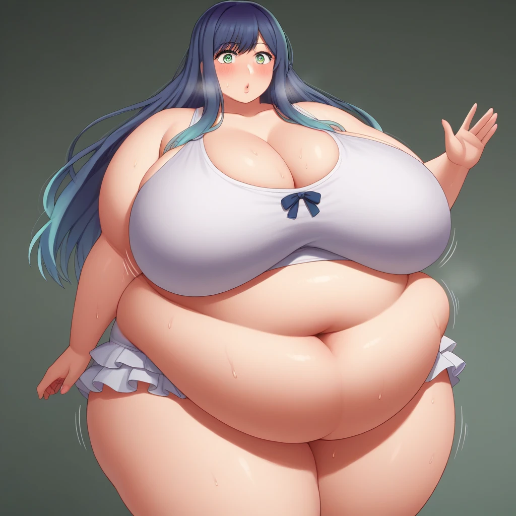 Fat huge obese size belly obese sssbbw food big eater struggling girl has huge xxxxl size belly'Eat, belly so big I can't move, bbw maid, plump and chubby, so big I can't eat anymore, lying in bed