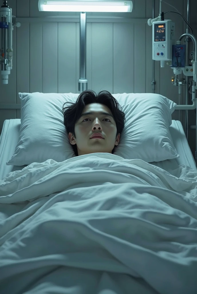 1boy、Handsome Men、Japanese male, 、handsome man、Mash Hair、Completely naked、Full nudity、erection、Huge penis、Highest quality、Realistic、beautiful、Sad look、MRI scan at the hospital、Arms above head、A nurse in a white coat next to me