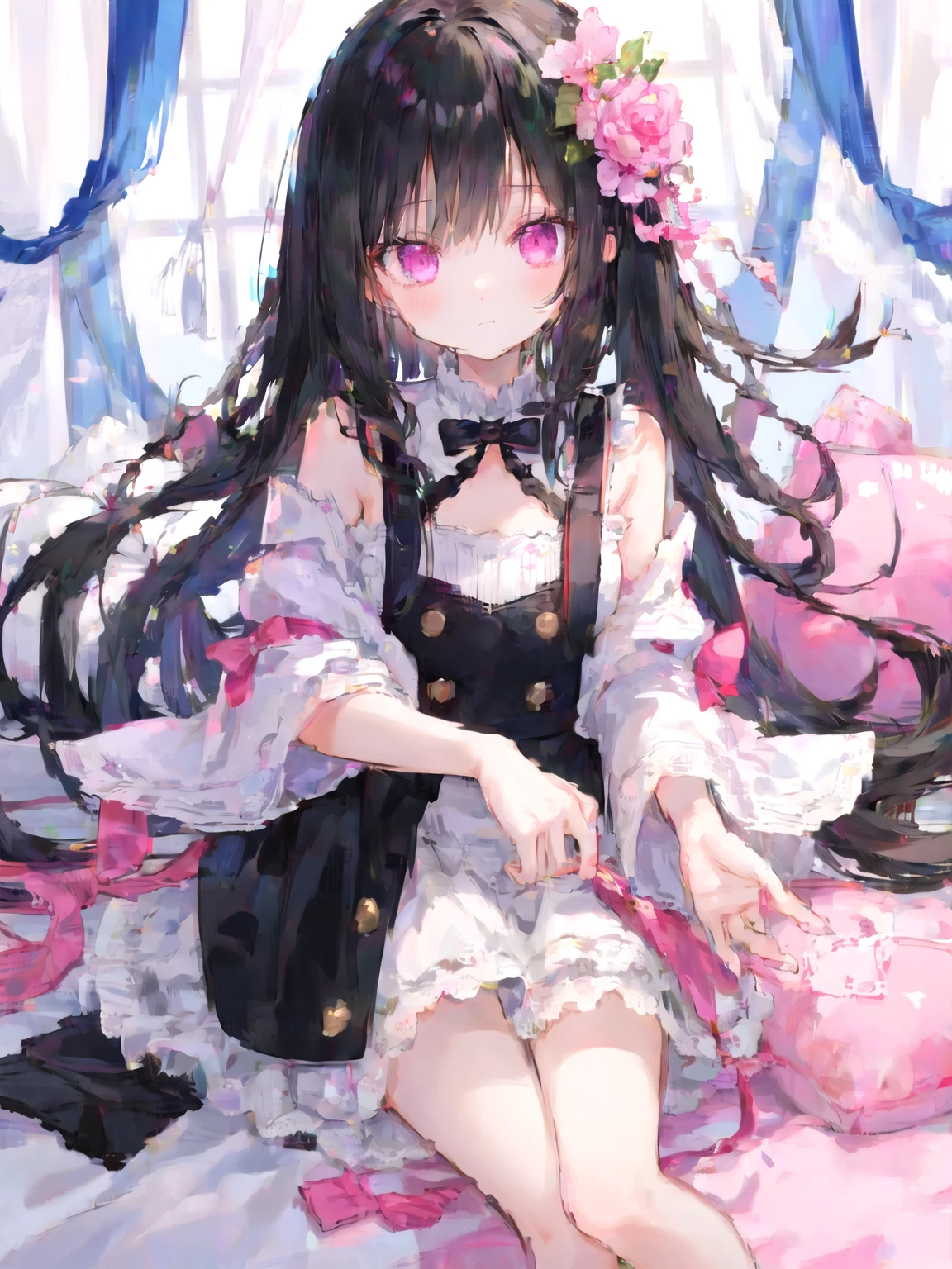(Long black straight hair)、
(Sexy Beauties、Detailed face、Detailed eyes、double eyelid、Glasses、Embarrassing、Thick lips)、
(School uniforms:1.5)、(black tight and super short pleated skirt:1.3)、(your sexy white panties:1.5)、(Black garter belt:1.5)、(Black thigh-high socks:1.5)、 (huge 、glamorous、Narrow waist、Wide Hips、Big thighs)、(zettai ryouiki:1.5)))、
(5Hand with fingers、非常にDetailed faceと肌の質感)、
Focus on the chest、(Looking into the camera:1.2)、Positive 、Whole body posture、(Highest quality、8k,masterpiece)、(Colorful flowers bloom in the background:1.3)、Browsing Caution、(squat:1.5)