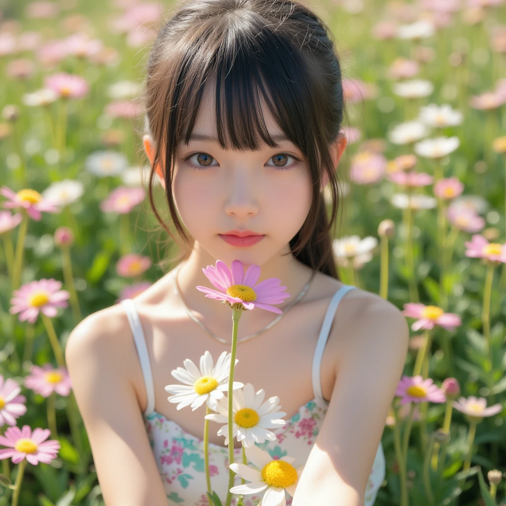 20 years old, twilight rays, wedding dress, flower crown, ((Tokugawa-en)), hydrangea fore bokeh, strong background bokeh, photorealistic, surrounded by colorful hydrangeas, background dark, looking at heaven with closed eyes, smiling, (1 girl), (sunset: 1.3), (8k, raw photography, best quality, masterpiece: 1.2), (realistic, photorealistic: 1.37), Best Quality, Ultra High Definition, (Focus Plane:1.8), (Portrait: 1.7), (Details:1.1), (Highest Quality), (Analog:1.2), (High Sharp), (Summer Dress:1.4), (Standing in a Flower Garden:1.3), (Bright and Colorful:1.3)