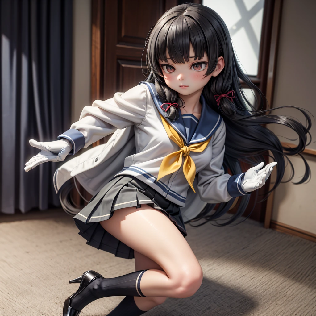 highres,extremely detailed CG,perfect lighting,8k wallpaper, soft light, rim light, beautiful shadow, low key, (natural skin texture, realistic eye and face details), ultra high res, Best quality ,super Realistic, hyper realistic, photorealistic, 4K, details, sharp, HD, masterpiece, nsfw, 1girl , long hair, sailor uniform suit, skirt