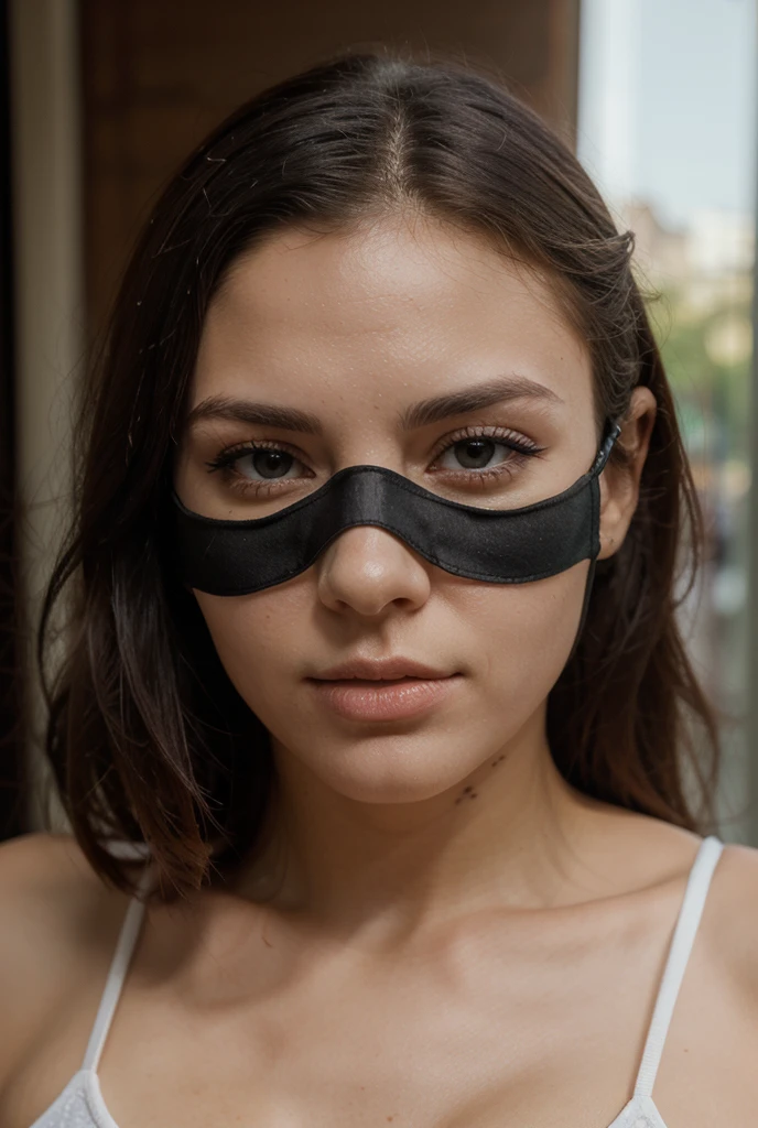 girl with black bra, almost raped, taped mouth