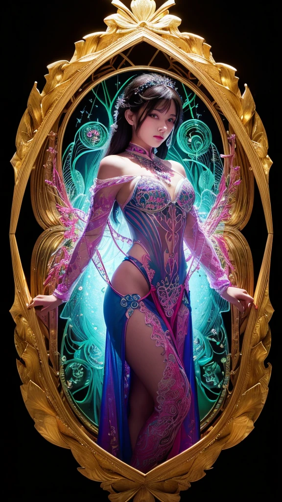 sticker of a full body picture of a beautiful woman sitting and working on PC, highly detailed beautiful face, banksy art,jennei, kpop,neon,spotlight, freedom, soul, digital illustration, comic style, steampunk noir, approaching perfection, dynamic, highly detailed, watercolor painting, artstation, concept art, smooth, sharp focus, illustration, art by Carne Griffiths and Wadim Kashin (masterpiece, top quality, best quality, official art, beautiful and aesthetic:1.2), (1girl:1.3), extremely detailed,(fractal art:1.2),colorful,highest detailed,(zentangle:1.2), (dynamic pose), (abstract background:1.5), (treditional dress:1.2), (shiny skin), (many colors:1.4), upper body, masterpiece, best quality,high quality,highres, 16K,RAW,ultra highres,ultra details,finely detail,an extremely delicate and beautiful,extremely detailed,real shadow,art style,stylized,