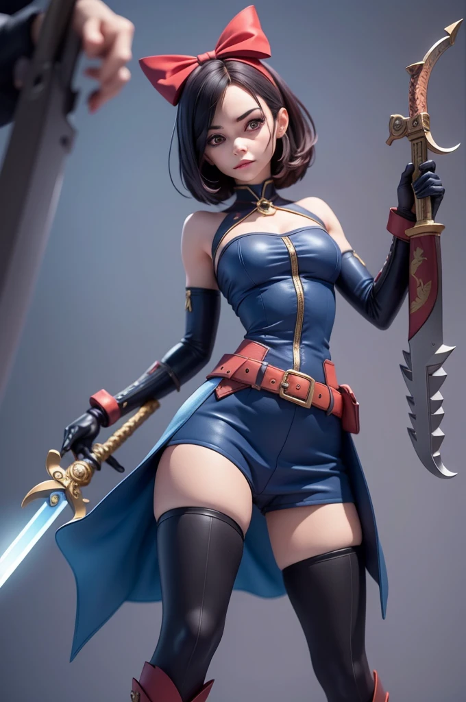 Arafed woman in a blue dress and chain around her neck, hands tied above the head to a pole, A navy blue leather outfit, Latex dresses, trage ein Atsuko Kudo Latex-Outfit, Fantasy leather clothing, dark Blue Leather Armor, Blue Leather Armor, nico robin, Latex-Outfits, shamanistic dark blue clothing, glamorous cosplay, Dark Blue Jersey Costume, PVC Armor