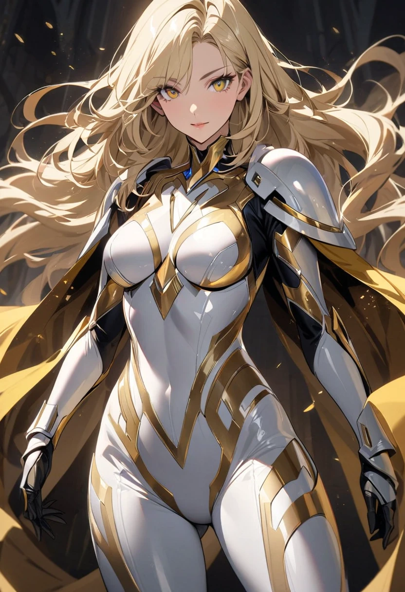 Realistic, (masterpiece, top quality, best quality, beauty and aesthetics: 1.2), very detailed, colorful, most detailed, zentangle,
(abstract background: 1.5) (1girl),
blonde hair, long hair,
(glowing blue eyes),
tan lines, black skin, sexy, mysterious, (magic), crystal, gold ornament , white bodysuits, glowing effect, fantasy, priest, RoonV4
full body view, entire body angle, dynamic pose, dynamic angle, walking