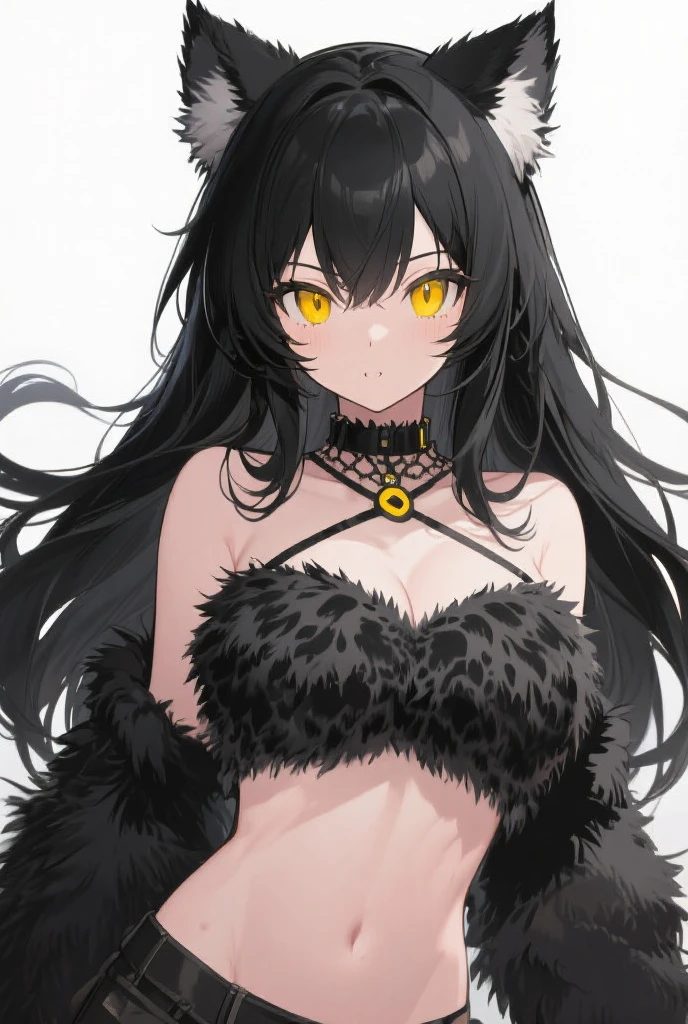 Wolf Girl, Wolf ears, Wolf tail, black hair, tall woman, mature, toned body, dark skin, muscular, wild, beast, vicious, amazone, fur, strong, hunter, sweaty, drooling,