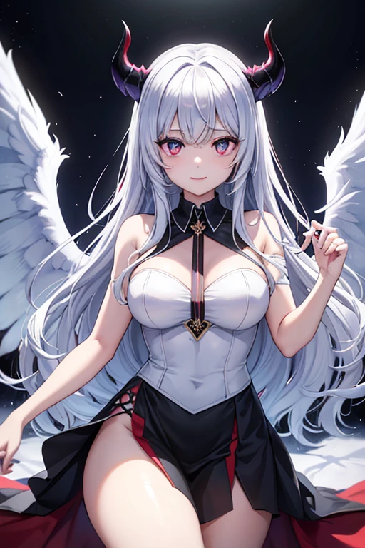 1girl, halo, sketch, halftone,
short hair, purple hair, choker, (((angel wings))), depth of field, (masterpiece, best quality), intricate details, thin, ((slim)), beautiful girl, perfect face, expressive eyes, twintail, white skin, red eyes, sharp jawline, messy hair, plump lips, upper body, smile, closed mouth, fire background, red background, burning background, destruction background, (end of times background), (((negative vibe background))), gone world background
