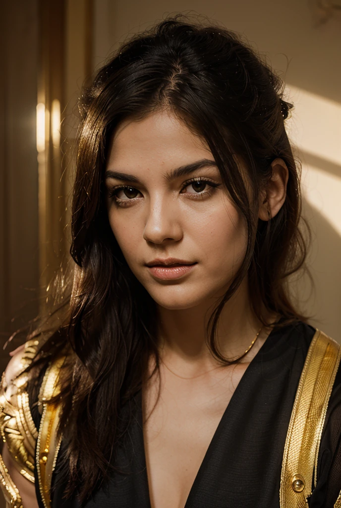 Young, beautiful girl from royal blood. Dark brown hair color to waist. Brown eyes with long, thick eyelashes. accurate nose. plump lips. 