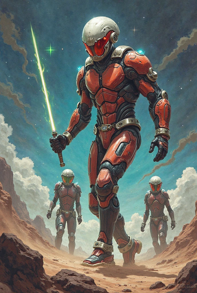 Magnora battles the evil aliens one by one, grabbing them and throwing them back into space. Around him, brave human boys and girls with futuristic armor help him fight, using laser weapons and hoverboards.
