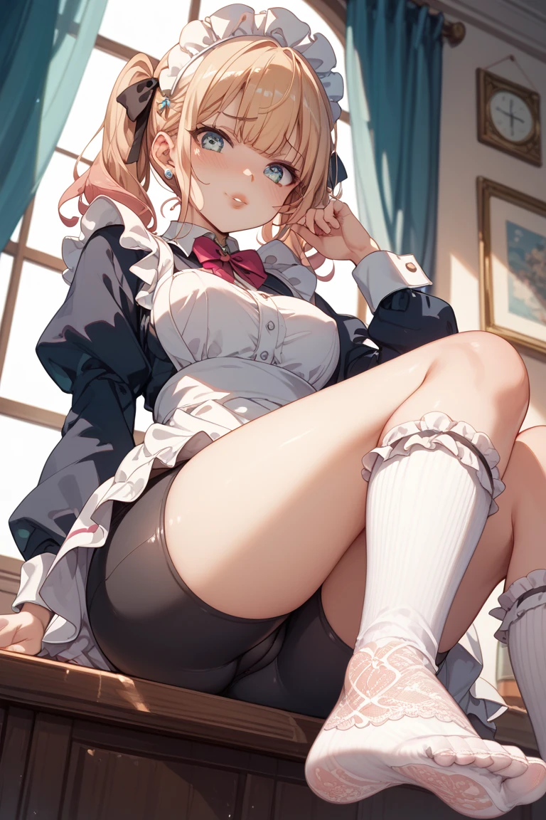 1girl in、A smile、A delightful! The shirt、pleatedskirt、White skirt、(small tits)Squat board、Lace lace panties,suspender stockings,cleavage,brassier,navel,Sexual suggestiveness,Loves,,lacepantyhose,Thin leg,Noodle figure,perspire,pantiess