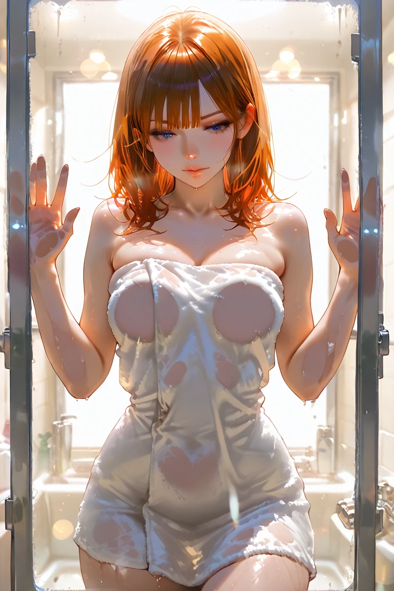 (((((1girl)))))(((((In the center))))))(master detailed anime)(master quality)(RAW Photos))(8K)(Realistic, photo Realistic:1.2), ((Highest quality))Sexy beauty shower room real human body,Perfect Anatomy(Soryu Asuka Langley)(Evangelion)(shine eyes)(Detailed eyes)(Detailed eyes)(close shot)(Perfect lighting)(naked)(breasts on glass)(nsfw)