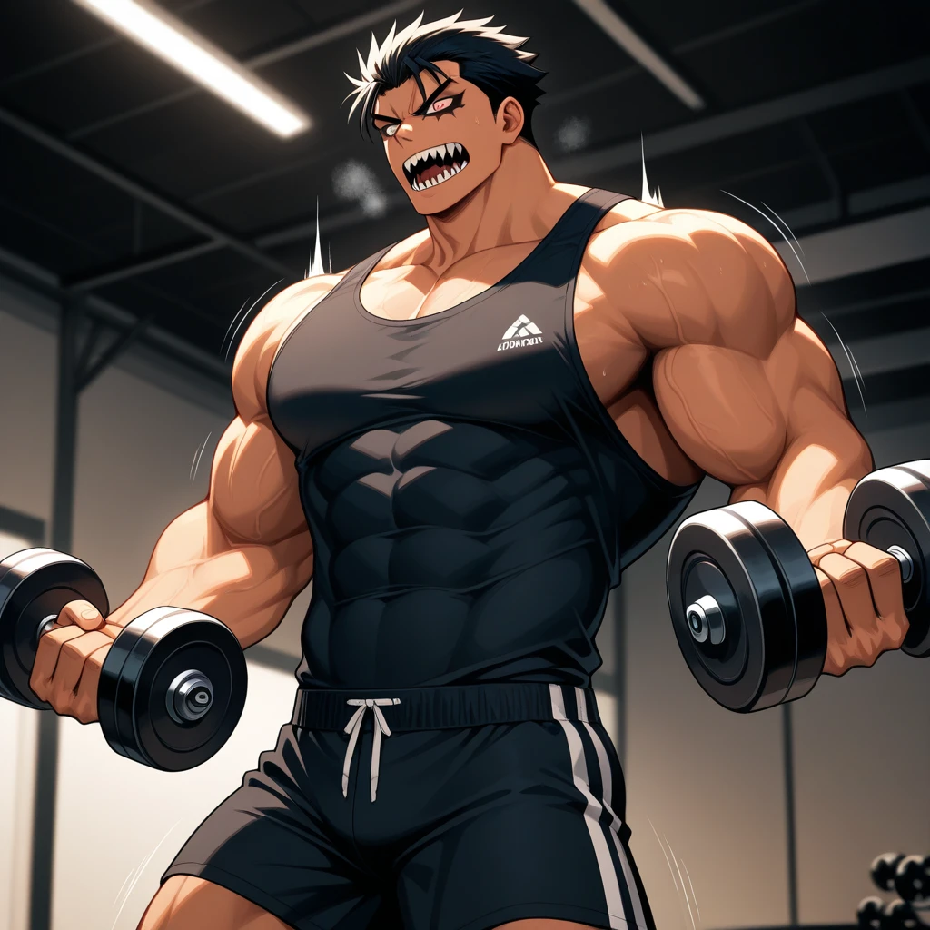 Ash Ketchum from Pokémon sitting on a weight bench with shoulders slumped. Sweating. Wearing a bulging jockstrap. Staring blankly as he listens to hypnotic subliminals through headphones. Monitors mounted on the walls around him display pulsing spirals to keep him in trance as he becomes a big dumb bodybuilder football jock. Open mouth. IQ drain. Dumber. Hypnosis. Trance. Brainwashing. Digital painting. Anime. Hyper swollen bulging crotch. Big muscles. Big traps. Big biceps. Big triceps. Broad shoulders. Big meaty hyper pecs. Bro. "I have to resist. Have to ... break free.... Have to ... have to..... I ... m-must.... I ... must...." Speaking in a dull monotone as he falls into trance. "Listen, ... repeat, ... conform, ... obey...." Speaking in unison with the other jocks in the room. "I ... I am sweaty. ... I am horny. ... I am sexy. ... I am dumb.... I'm just a mindless.... I'm just an empty, ... stupid, ... strong jock...." Brute. Dumber and dumber. Mindless. Brainless. Musclehead. Hyper muscles. Mouth hanging open. Perspiring. Sweaty. Hypnotic trance. Entranced. Hypnotized. Brainwashed. Brainwashing. Hypnosis. Glowing eyes. Mindless stare.