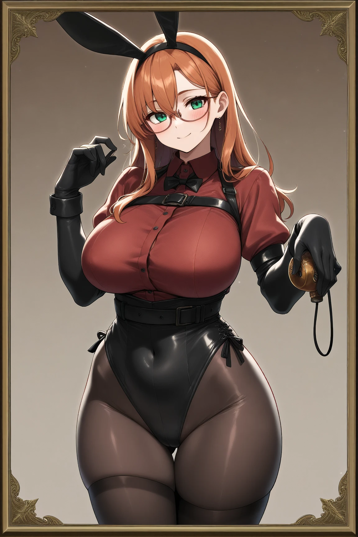 masterpiece, best quality, highres, speach bubbles,nishikino maki,purple eyes,red hair, in bar, standing, arms behind back,looking at viewer, sexy,(lips:0.6),fishnet bodysuit, leotard, llchar, cowboy shot,bound,black gag,tape gag,bdsm, bondage, tied up, love live, humiliation , leotard tug,drunk men