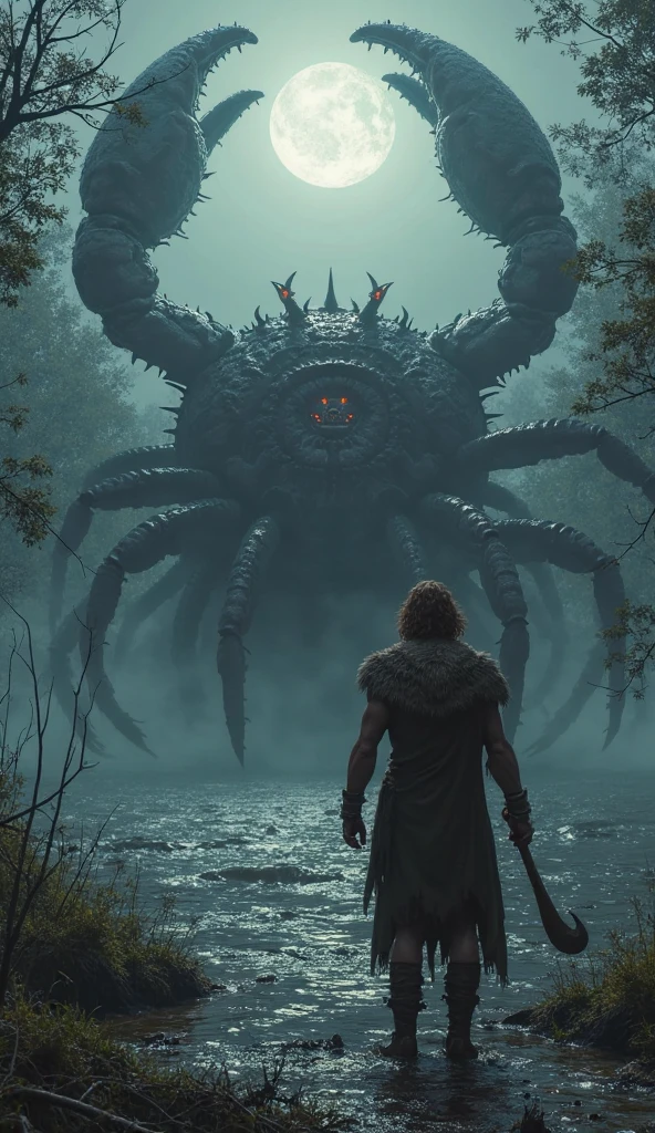 A very detailed painting，Depicts a man on a hill gazing at a giant alien monster, author：Shinkai Makoto, By Art Jem, From Wlop, author：Greg Rutkowski, Volumetric Lighting, Octane Rendering, 4K resolution, Popular on artstation, masterpiece 