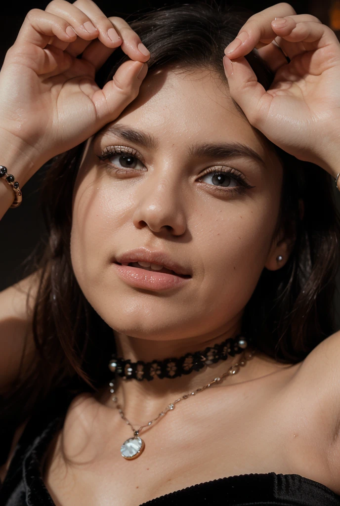 sexy young brunette, cuffed in chains, with chain around her neck, handcuffed, bdsm, chocking on chains, naked, pussy, vagina, hard, fetish 