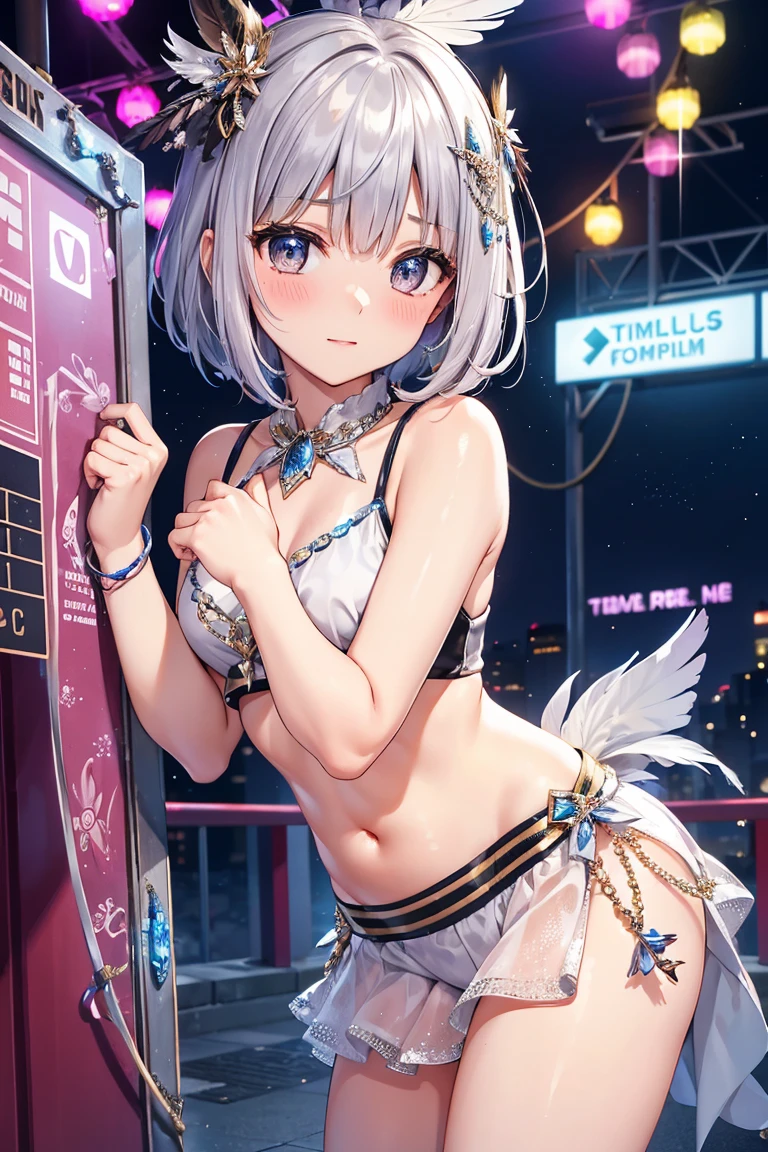 amane kanata,beautiful face,center of live stage,attract attention,idol costume,black tights,Nipples sticking out from the costume,No panties,Pussy,Stretch your hands to the sides,Kneeling,